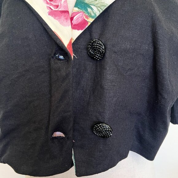 Funky & Unique Crop Jacket - Handmade - Solid & Floral - Size M/L - Picture 5 of 14